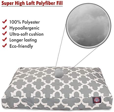 Majestic Pet Rectangular Dog Bed, Large, 44x36x5 in, Washable, Gray