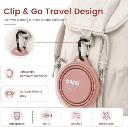 OHMO Collapsible Dog Bowls for Pet Travel, 12oz, 2pcs, Coral&Brick Red
