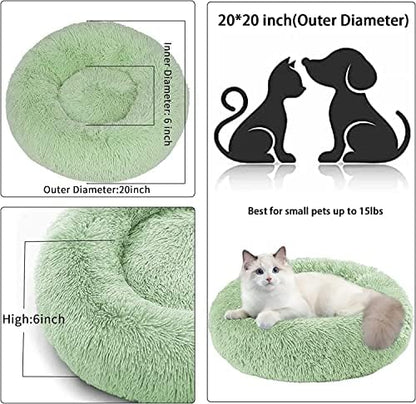 Nisrada Dog Bed for Small Medium Large Dogs Cats, 20 inch Calming Washable-Round Cozy Soft Pet Bed for Puppy and Kitten with Slip-Resistant Bottom