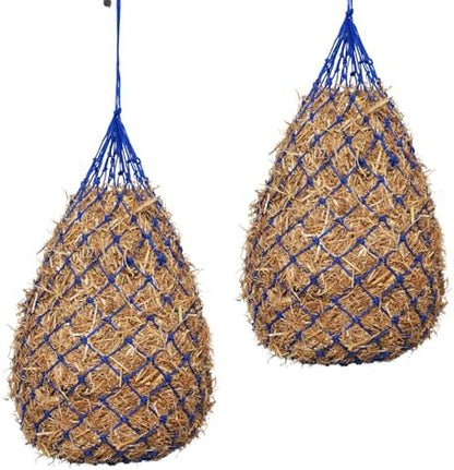 Slow Feed Hay Nets for Horses, 2 Pack, 40 Inch, 2 Inch Holes, Blue