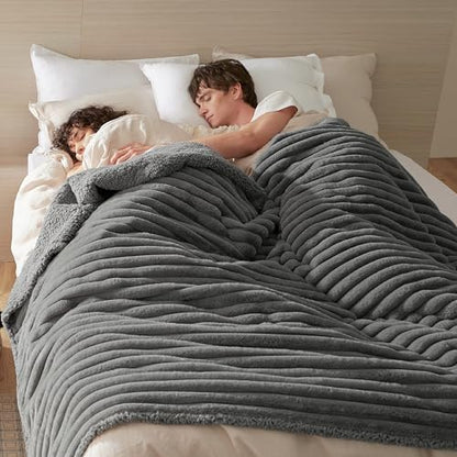 Bedsure ComfyFleece™ Waterproof Blanket for Bed, King（86"x108"） Warm Grey