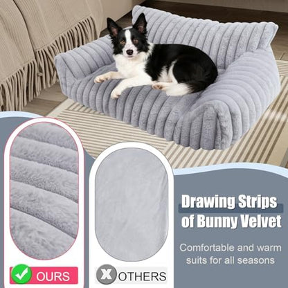 Cute Dog Couch for Medium Large Dogs,Dog Cat Couch Sofa,Dog Bed,L,Grey