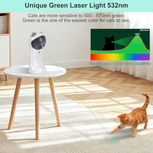 TBTeek Automatic Cat Toy Green Light, 5 Fun Patterns, 4 Speed Modes