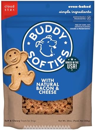 Buddy Biscuits Softies Soft & Chewy Dog Treats, Bacon & Cheese, 20 oz. Pouch