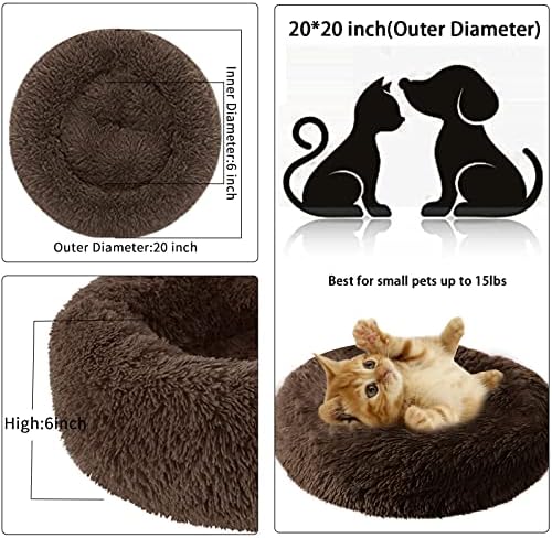 Dog Bed for Small Medium Large Dogs, 20 inch Calming Dogs Bed, Washable-Round Cozy Soft Pet Bed for Puppy and Kitten with Slip-Resistant Bottom