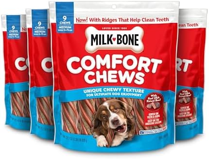 Milk-Bone Comfort Chews, Unique Chewy Texture & Real Beef, 36 Dog Chews