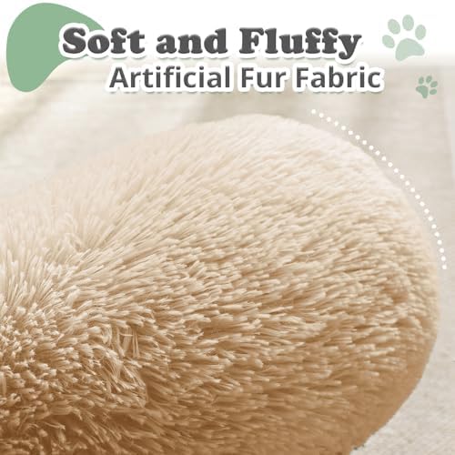 JOLLYVOGUE Dog & Cat Bed, Calming Anti-Anxiety Pet Bed for Small Dogs, Fluffy Donut Cushion for Small and Medium Pets (23")