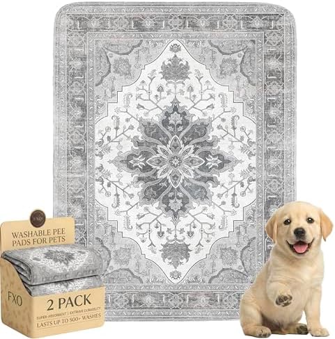 Washable Pee Pads for Dogs,Great Urine Absorbent Reusable Puppy Training Pads,Waterproof,Leak-Proof & Non-Slip Potty Pads for Whelping,Crate,Playpen,Bed.(Gray Floral,18"x24")