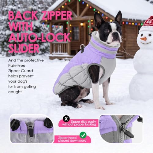 AOFITEE Dog Coat Warm Fleece Dog Winter Coat with Harness for Large Dogs
