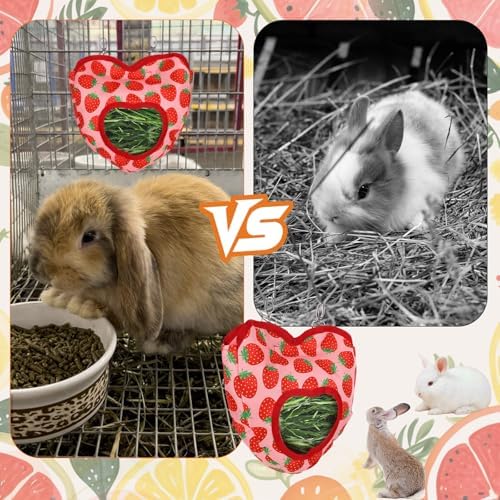 Rabbit Hay Feeder, 1 Hole Hanging Hay Bag for Rabbits Guinea Pig Bunny Chinchillas Washable Rabbit Hay Holder 10.6x11.8inch