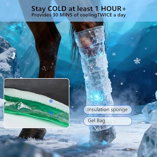 Reusable Gel Horse Ice Boots 4 Pack, Adjustable 5 Leg Cooling Wraps