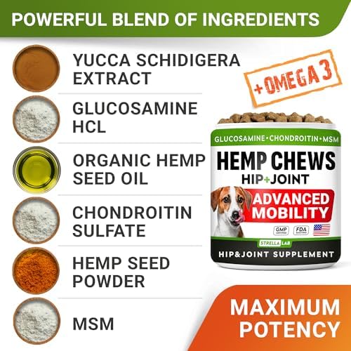 STRELLALAB Advanced Joint Hemp Chews for Dogs Mobility - Joint Supplement