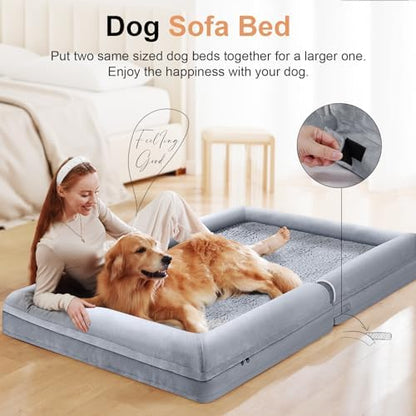 NANUYA Orthopedic Dog Bed for X-Large Dogs, 40 x 32 Inch, Light Grey