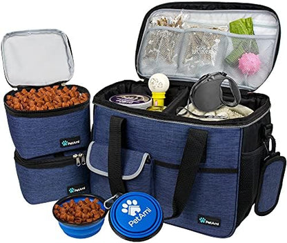 PetAmi Dog Travel Bag Organizer, Pet Supplies Diaper Tote, Navy Blue Medium