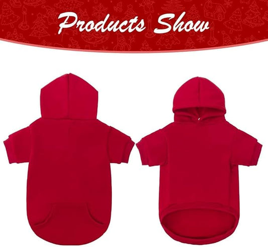 KOOLTAIL Dog Hoodie for Large Medium Small Dogs,Soft and Warm Pet Sweater with Leash Hole and Pocket Boy Girl,Puppy Fall Winter Jacket Clothes,French Pitbull Cold Weather Coat Sweatshirt,Red XL