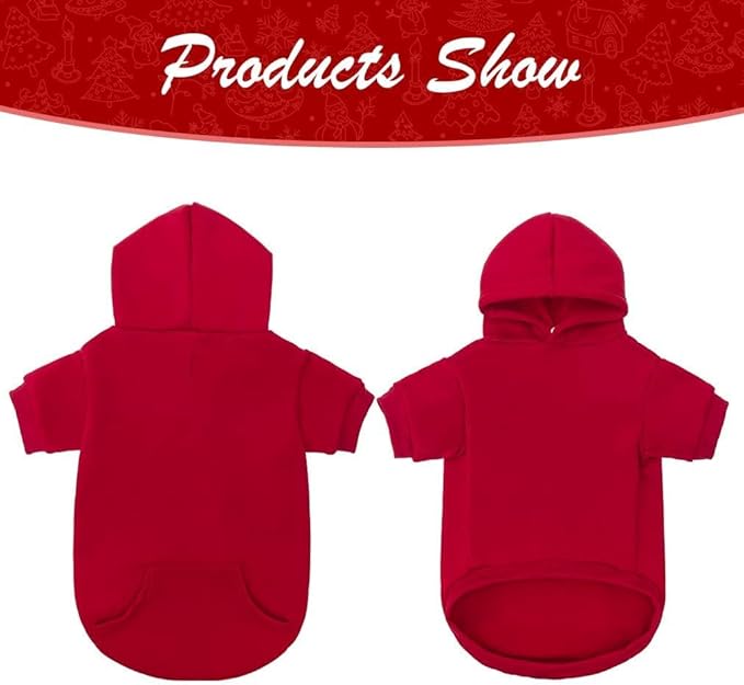 KOOLTAIL Dog Hoodie for Large Medium Small Dogs, Soft and Warm Pet Sweater with Leash Hole and Pocket Boy Girl, Puppy Fall Winter Jacket Clothes, French Pitbull Cold Weather Coat Sweatshirt, Red SM