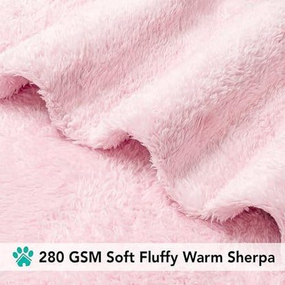 PetAmi Soft Plush Sherpa Dog Blanket for Pet Cat, X-Large 60x80, Pink