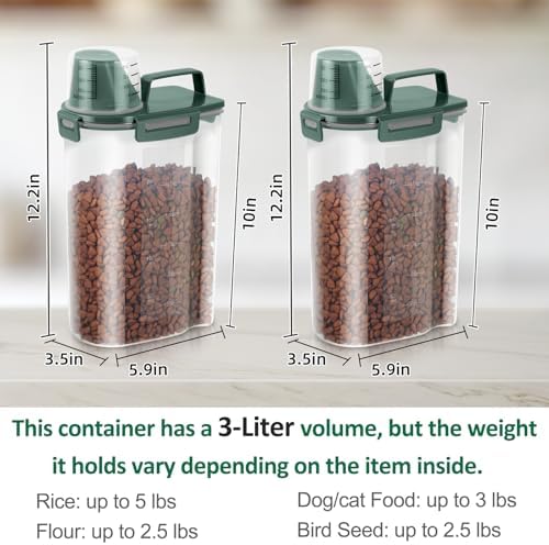 2 Pack 3 Lbs Pet Dog Cat Food Storage Containers for Travel - Pine Green