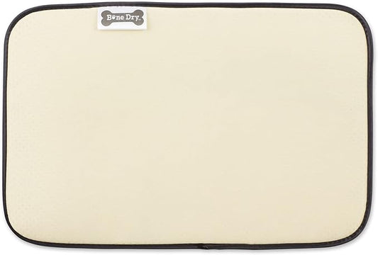 Bone Dry Machine Washable, Ultra Absorbent Pet Mat, 12x18, Stone/Off-White Lattice