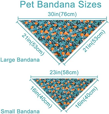 Summer Dog Bandana - Comfortable Cotton Triangle Bid Scarf for Medium Large Dogs - Washable Pet Kerchief for Girl Boy - Peach and Green Classic Scarf