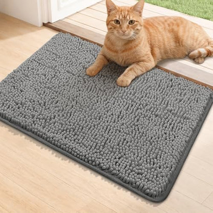 Bcoimo Super Absorbent Chenille Door Mat, Non-Slip Quick Dry Entryway Rug