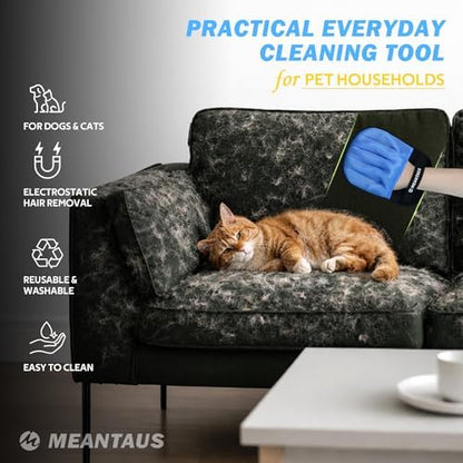 Reusable Electrostatic Pet Hair Removal Glove for Dogs & Cats, Works on Furniture, Clothing, Bedding & Car Seats (Standard)