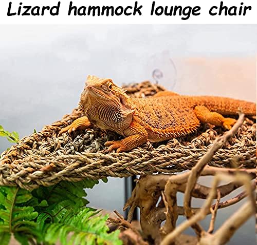 kathson Bearded Dragon Hammock Reptile Lounger Reptiles Plants Hanging Fake Vines Boston Climbing Terrarium Plant Lizard Tank Accessories Flexible Leaves Decor for Chameleon Gecko Snakes