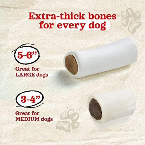 Natural Farm Bacon & Cheese Filled Bones (3-4 Inch, 6 Pack), Limited Ingredient, Natural Stuffed Dental Dog Bone Treats for Dogs, Made with Real Beef