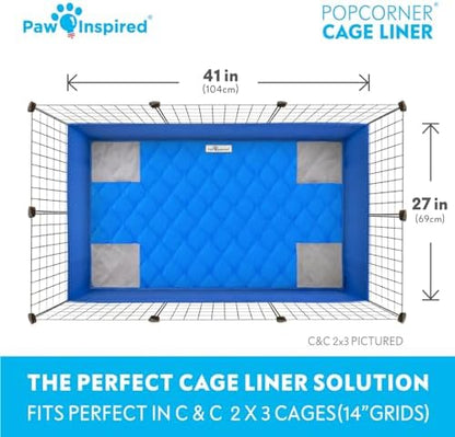 Paw Inspired PopCorner Washable Fleece Cage Liners, C&C 2x3, Blue