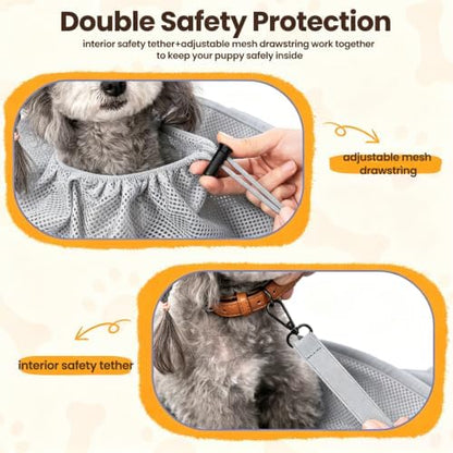 Dog Backpack Carrier & Body Sling for Small Dogs & Cats – Hands-Free Dog Pouch Carrier with Adjustable Strap for Travel & Hiking