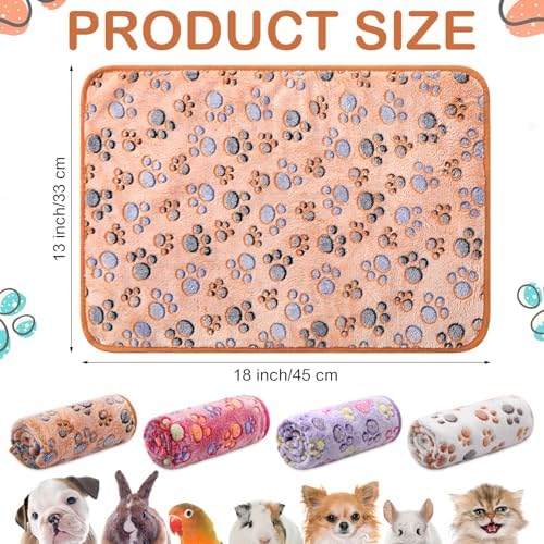 Reginary 4 Pcs Guinea Pig Fleece Cage Liners, Paw Print, 18 x 13 Inch