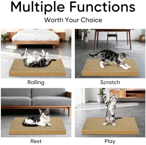 Cat Scratcher 4-Pack, Large Cardboard Pads for Indoor Cats