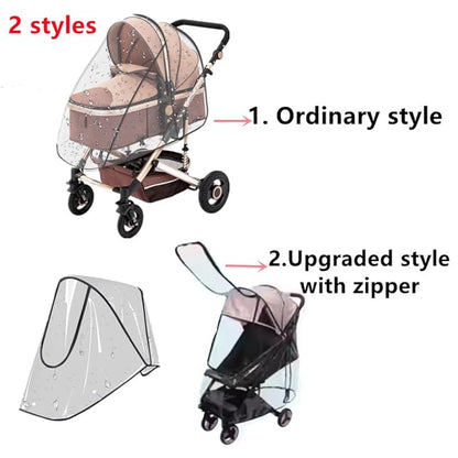 Unisize Pet Stroller Rain Cover - Foldable Clear Protection for Snow, Rain, Wind - Suitable for Various Pet Stroller Models