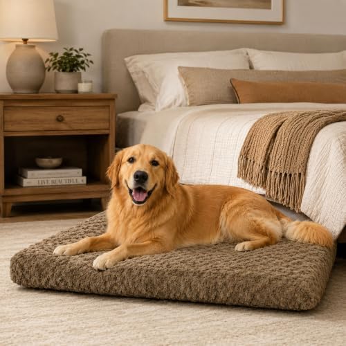 Dog Bed Large Size, Plush Washable Pet Bed Mat, Dog Crate Bed 35"x23"
