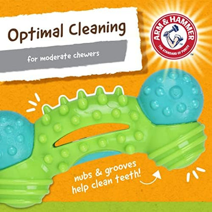Arm & Hammer for Pets Nubbies Duality Bone Dental Dog Toy| Best Chew Toy for Moderate Chewers | Helps Reduce Plaque & Tartar | Green Apple Flavor Baking Soda (Pack of 2)