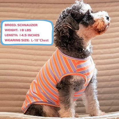 KYEESE 2Pack Cotton Dog Shirt for Small Dogs Soft Striped Tank Top