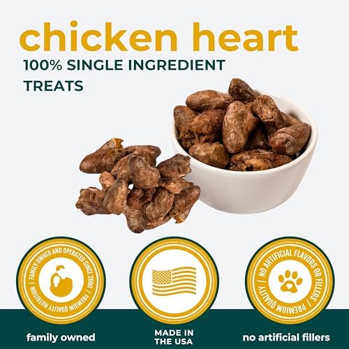 Momentum Carnivore Nutrition Freeze-Dried Chicken Heart Dog Treats & Cat Treats – Single-Ingredient, High-Protein, Grain-Free, Naturally Nutrient-Rich – Made in USA – 3.5 oz Bag (Pack of 2)