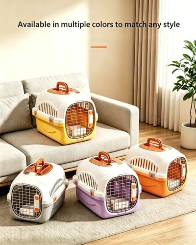 Cat Carrier Airline Approved, Portable Pet Travel Crate with Anti-Stress Design for Cats & Small Dogs, Car Safe Kennel with Top Window (Orange)