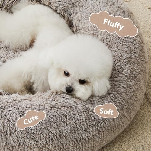 WNPETHOME Medium Round Calming Dog Bed Cat Bed for Comfy Sleep