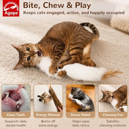 Agape Long Rabbit Fur Cat Toys, 3-Pack with Catnip & Silvervine Gall Fruit
