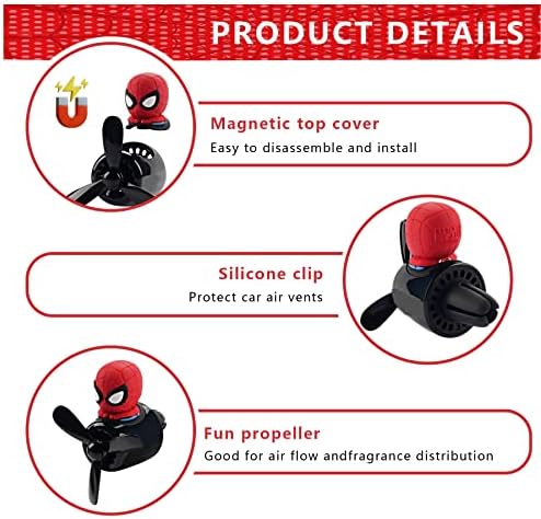 Car Air Freshener Cute Cartoon Hero Pilot Car Diffuser Rotating Propeller Automotive Air Outlet Fan Creative Car Perfume Decoration Men Cool Car Accessories