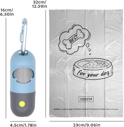 YUCHIYA Dog Poop Bag Holder Dispenser with LED Flashlight(Blue)
