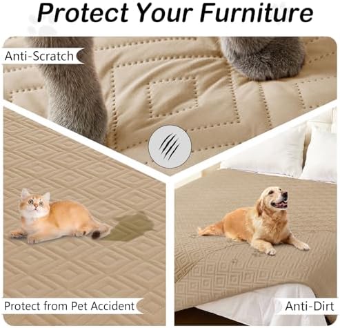 hyha Waterproof Reversible Dog Blanket, Pet Blanket for Sofa Couch