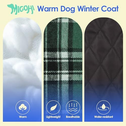 MIGOHI Reversible Winter Jacket for Dogs,Green 3XL