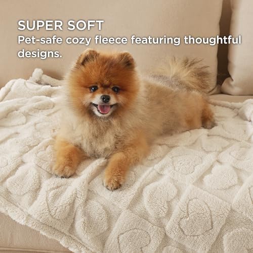 Bedsure Ultra Soft Dog Blankets for Large Dogs 300GSM Fleece, 50x60 White