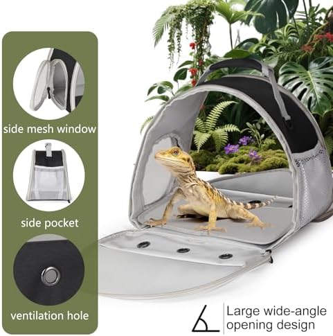 Ventilation Carrier for Bearded Dragon,Guinea Pig Carrier,Guinea Pig Carrier for 2,Reptile Travel Carrier for Lizards Sugar Glider Hedgehog Rat Parrot Birds,Airline Approved Black