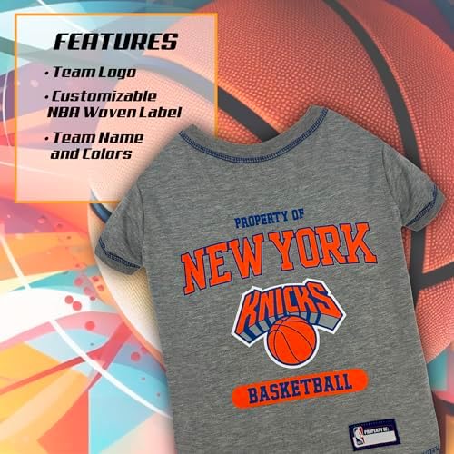 Pets First NBA Licensed Hoodies & T-shirt for Dogs & Cats, New York Knicks, Medium