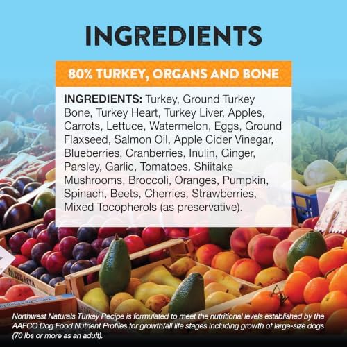 Northwest Naturals Freeze-Dried Turkey Dog Food - Bite-Sized Nuggets - Grain-Free, High-Protein, Raw Diet, Human-Grade, Limited Ingredients, All Natural, Made in the USA, Healthy & Nutritious - 25 Oz