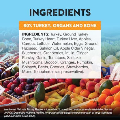 Northwest Naturals Freeze-Dried Turkey Dog Food - Bite-Sized Nuggets - Grain-Free, High-Protein, Raw Diet, Human-Grade, Limited Ingredients, All Natural, Made in the USA, Healthy & Nutritious - 25 Oz