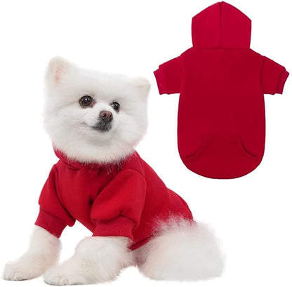 KOOLTAIL Dog Hoodie for Large Medium Small Dogs, Soft and Warm Pet Sweater with Leash Hole and Pocket Boy Girl, Puppy Fall Winter Jacket Clothes, French Pitbull Cold Weather Coat Sweatshirt, Red SM